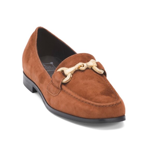 ANTICA CUOIERIA Cognac Made In Italy Suede Loafers With Horsebit Detail - Picture 1 of 2